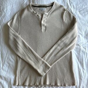 Wallace & Barnes Beige Long Sleeve Henley Shirt